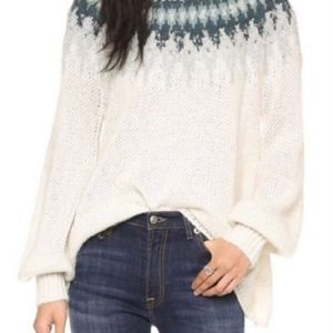 Free People ivory Frost Combo Baltic Fairisle sweater small